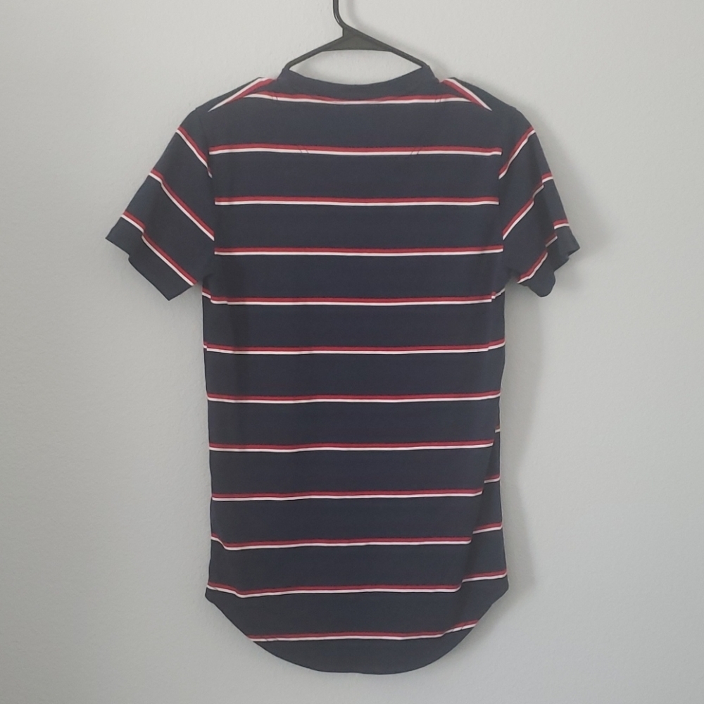 Mens Holllister Curved Hem Stripped Tee - Picture 2 of 2